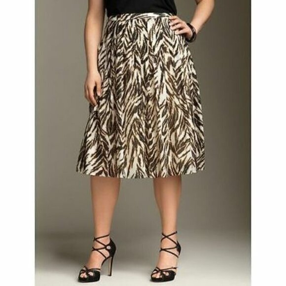 Talbots Women's Skirt Animal Tiger Print Mini Knee Length 100% Cotton A- Line 16 - Picture 2 of 7